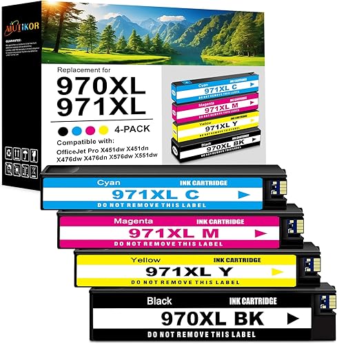 Miniatura 1 de Cartucho de tinta compatible 970 971XL Combo Pack de repuesto para HP Ink 970 y 971 Cartucho para Officejet Pro X576dw X451dn X451dw X476dw X476dn