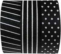 Vista 3 de allydrew Juego de 3 rollos de cinta Washi Washi Cintas de enmascarar (cintas Washi negras y blancas)