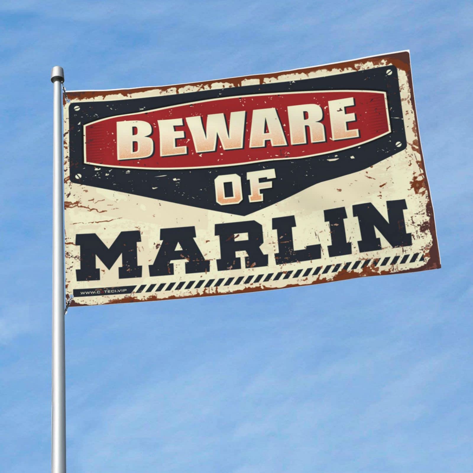 Méfiez-vous du marlin drapeau de jardin drôle xxl pour grand espace - 6