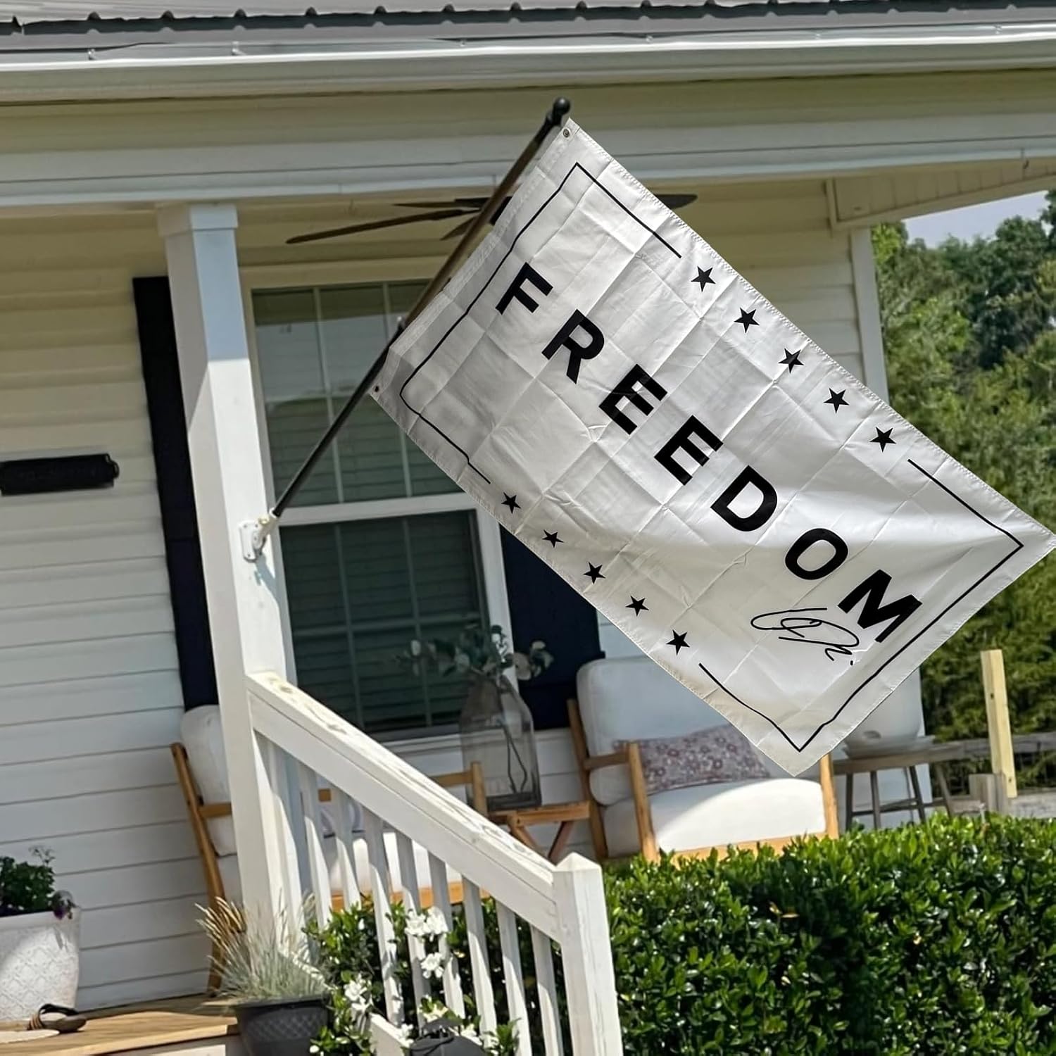 Freedom Flag with Signature Double Sided 3 Ply, White and Black, 3x5 Feet, A True Patriot Hero