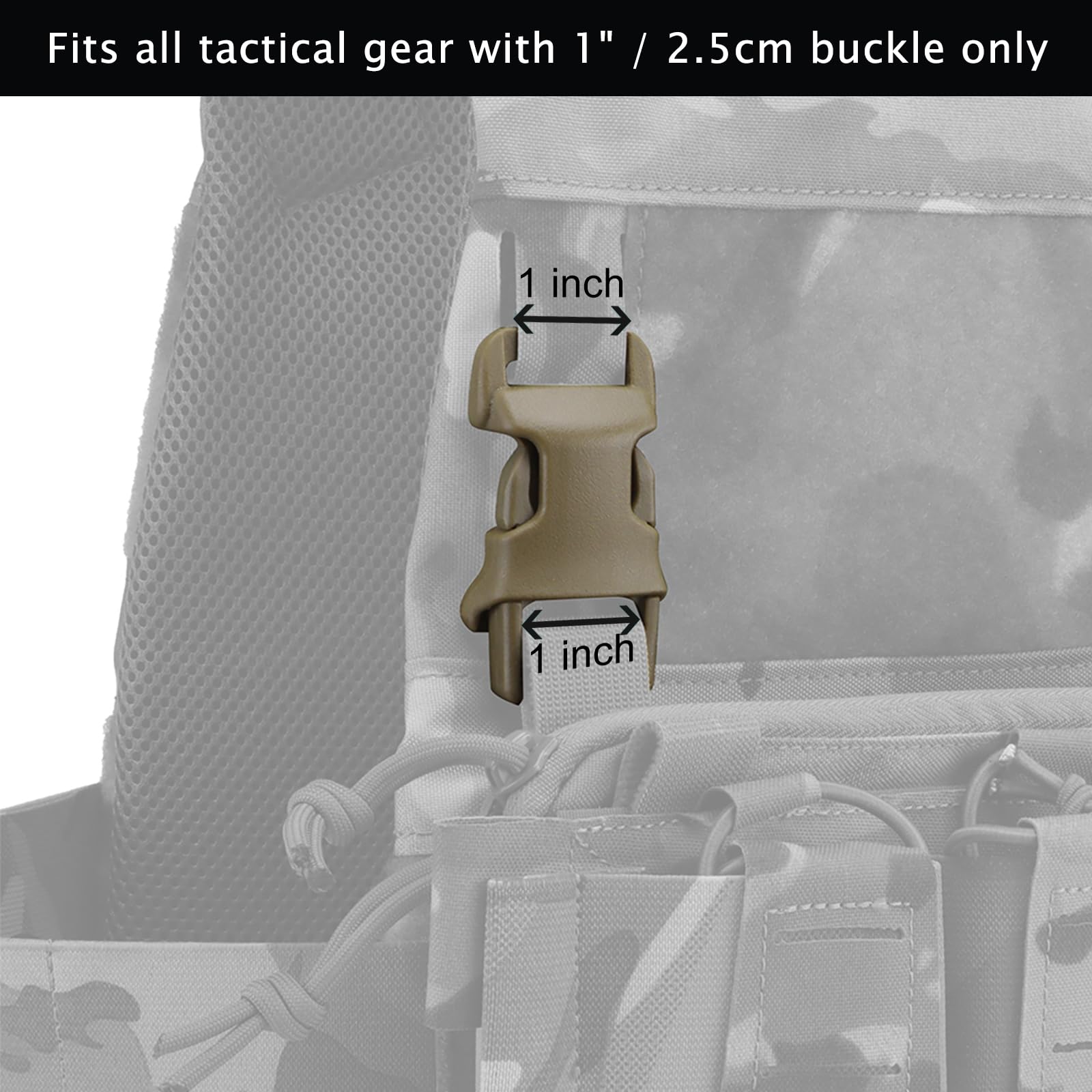 Qavctw 2x 1'' Buckle Quick Side Release Buckle for Tactical Vest Backpack Bag with 1in/2.5cm Webbing Straps - Image 4