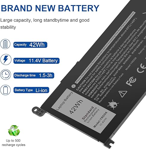 Miniatura 5 de Batería YRDD6 para Dell Inspiron 5591 7586 5491 5481 5482 5485 3310 2-en-1 15 3582 3583 3593 3584 5590 5593 5594 5585 5598 14 3493 5493 5480 3793