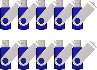 USB 2.0 256MB Flash Memory Stick Drive Swivel Thumb Drives Bulk 10 Pack, with LED Indicator, 10 x Removable White Labels (10PCS 256MB Blue)