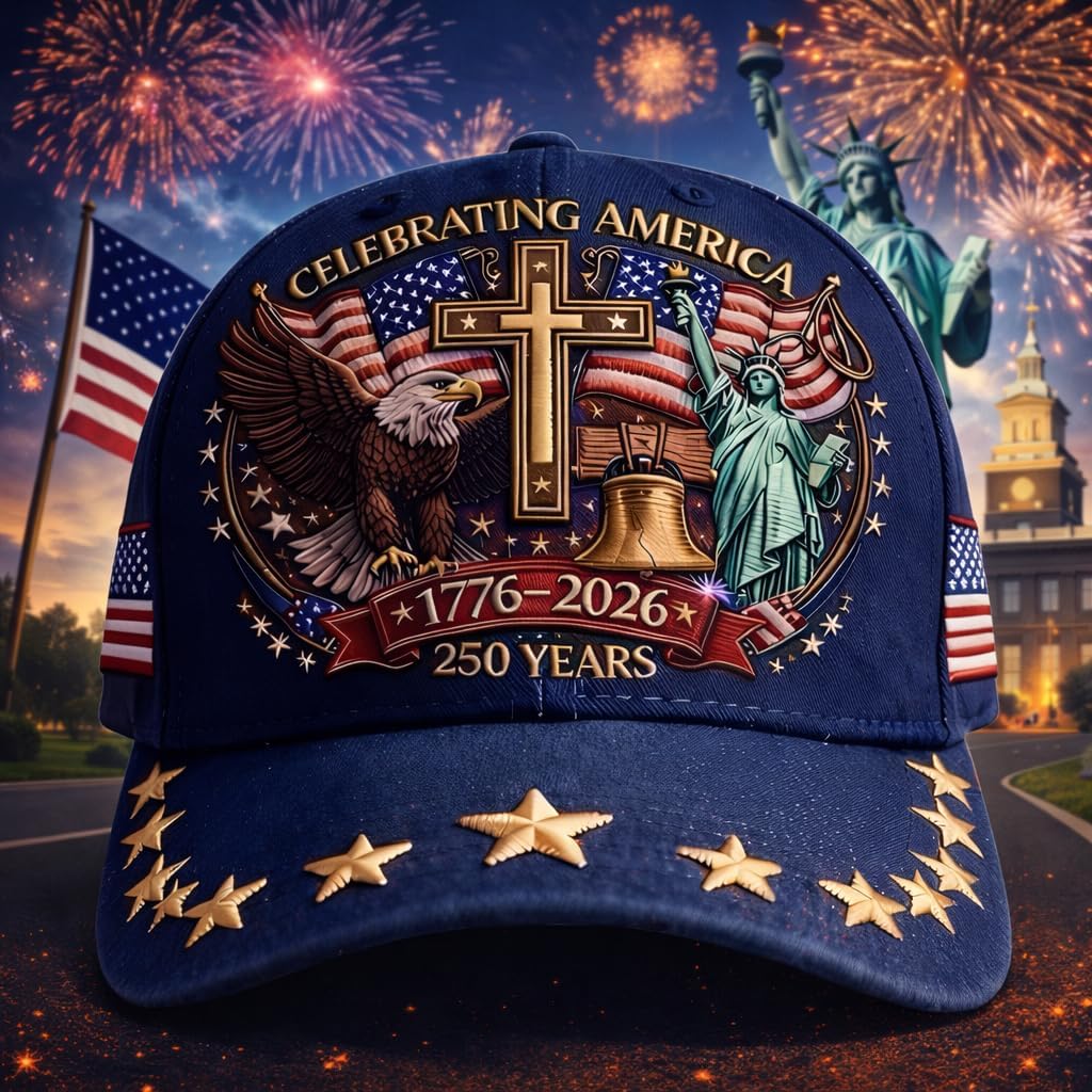 250th Anniversary Baseball Cap American 1776-2026, Patriotic American Flag and Cross Hat, Cap for Men Women - Image 3