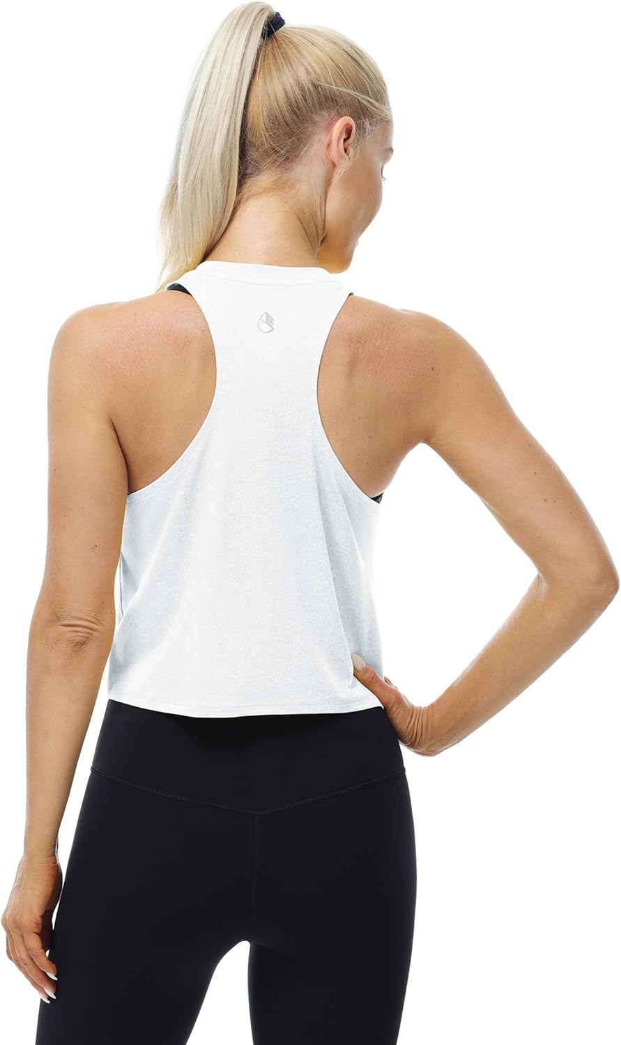 icyzone Racerback Workout Tank Tops for Women, High Neck Athletic Gym Running Yoga Crop Tops - Image 3
