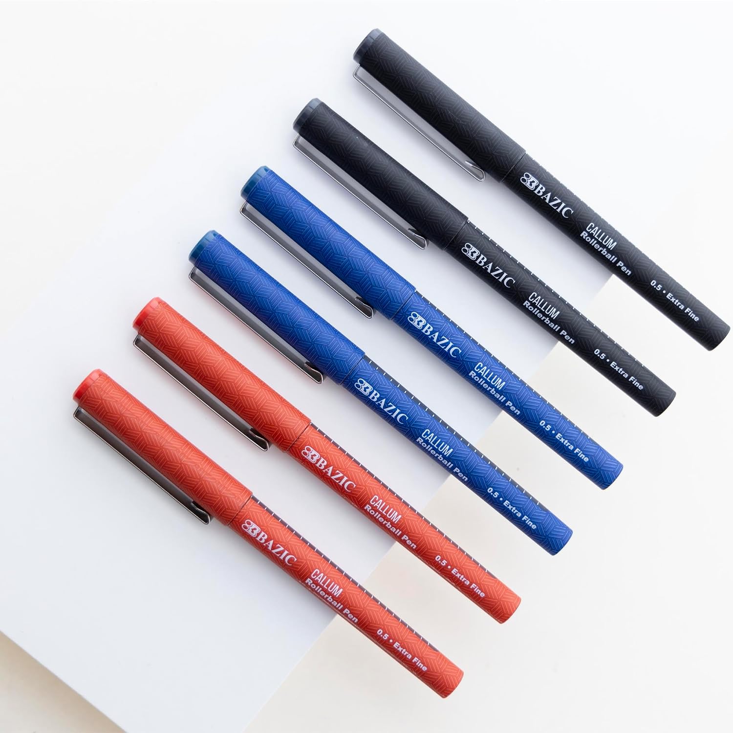 BAZIC Products Callum 0.5mm Rollerball Pen, Black Ink Smooth Flowing Fine Point Ink Pens for Writing Office, Work, Professionals, Teacher (2/Pack), 24-Packs