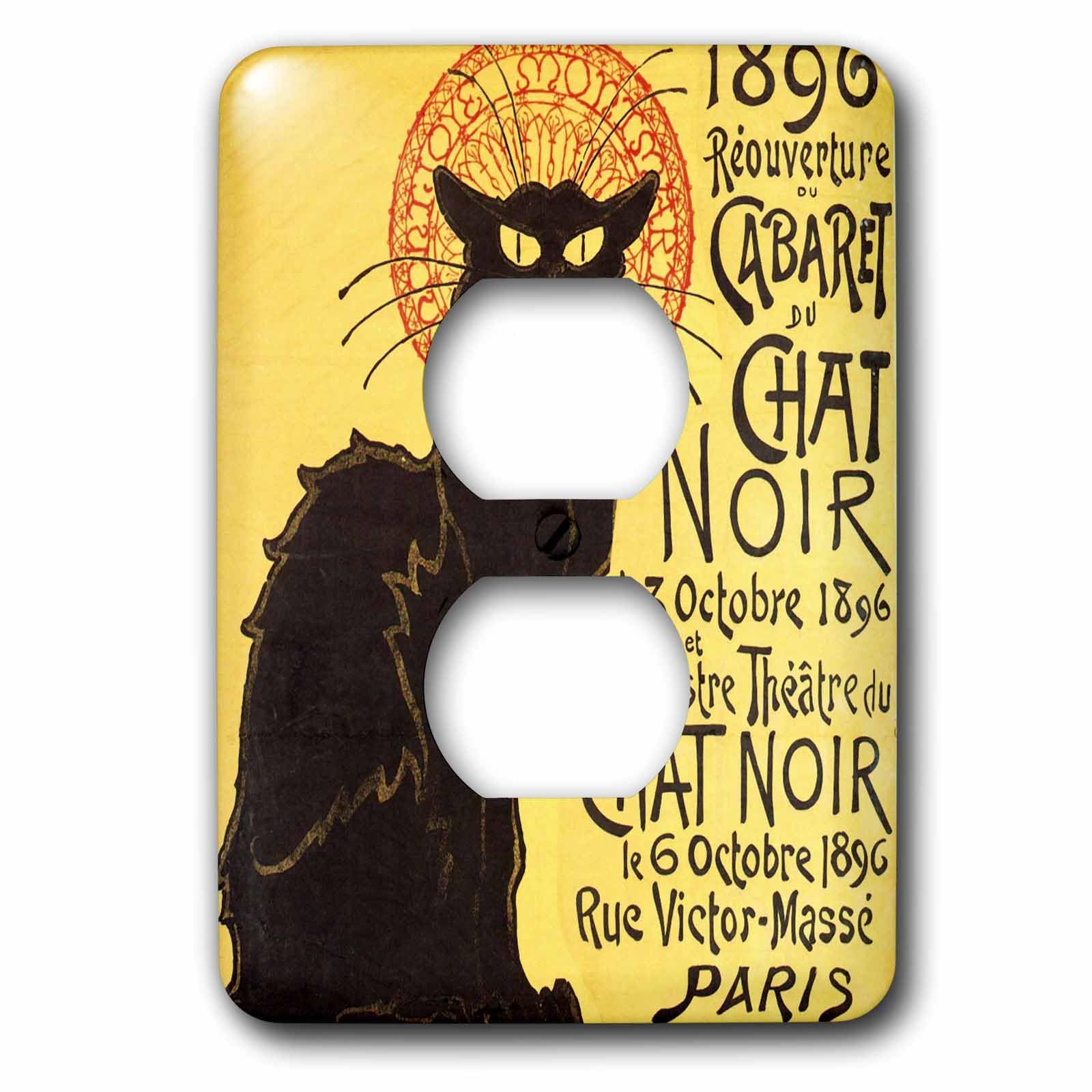 Art Chat Noir 3dRose double plaque de prise de courant vintage pour décoration intérieure