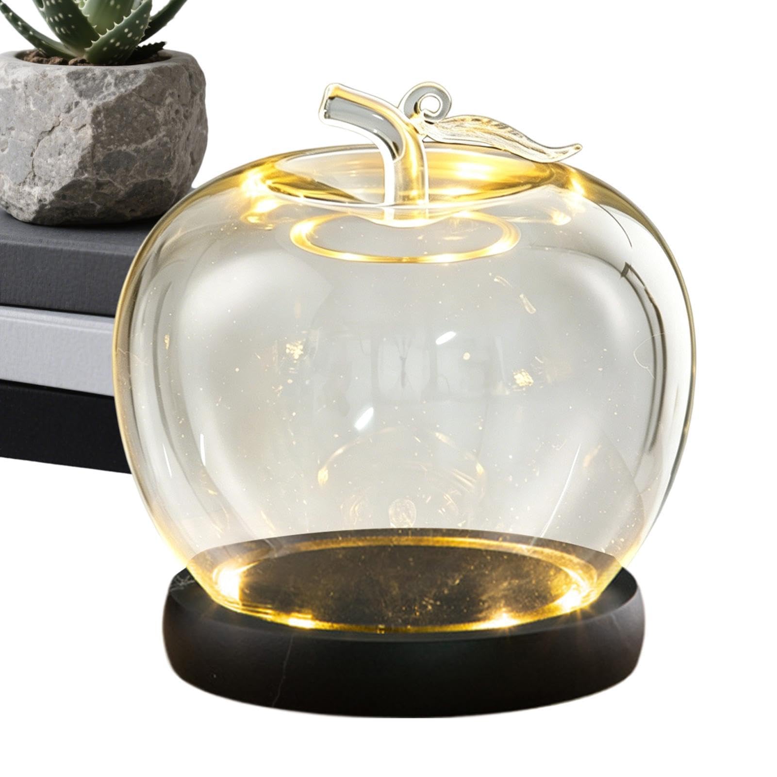 Cloche en verre avec socle présentoir à anneau lumineux en forme de fruit pour vitrine de boutique