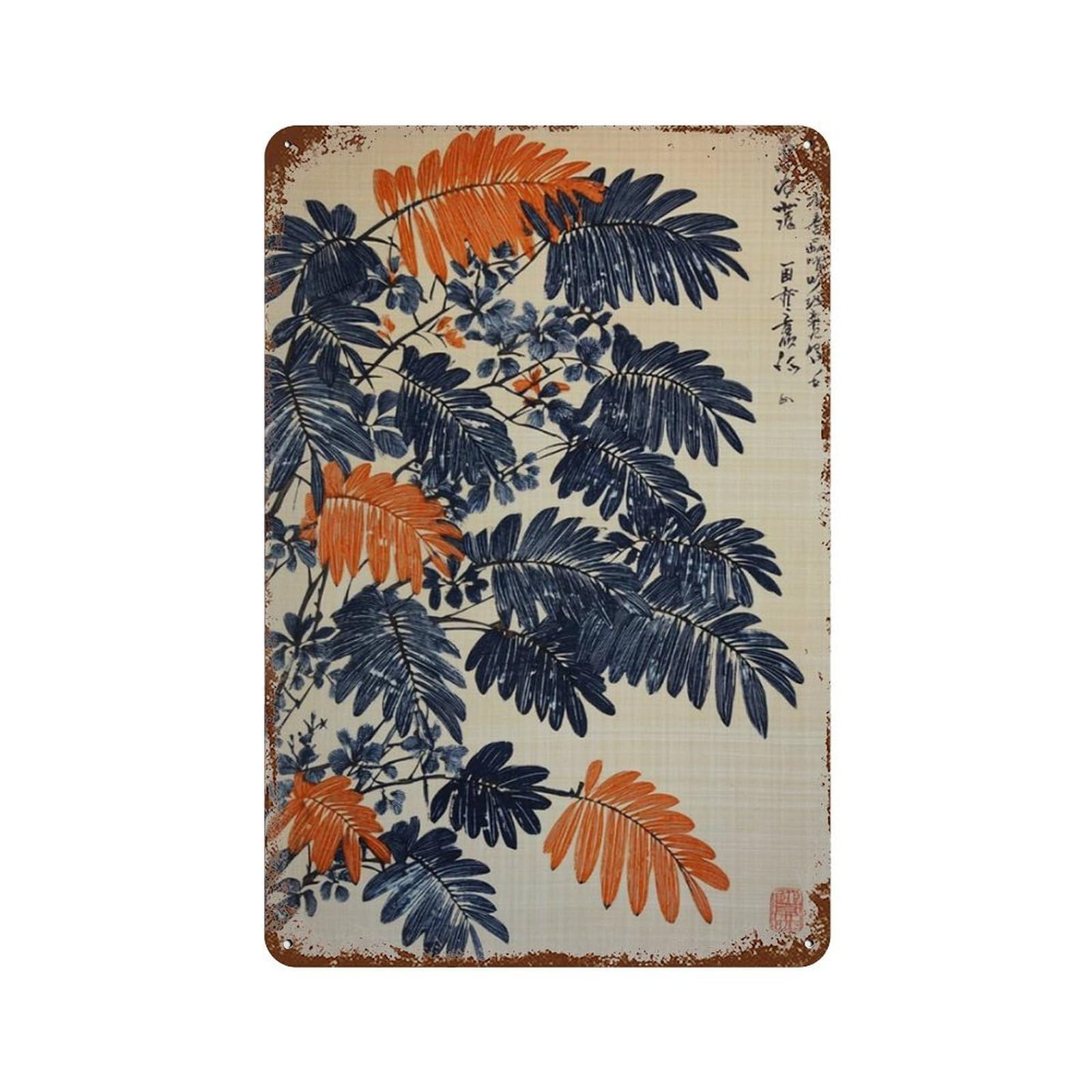 xiaoxiaoshen Japanese Botanical Ukiyo (2) Wall Decor Art Metal Tin Poster Modern Home Decor Art Home Bar Shop Decorations Vintage Sign 30x20cm