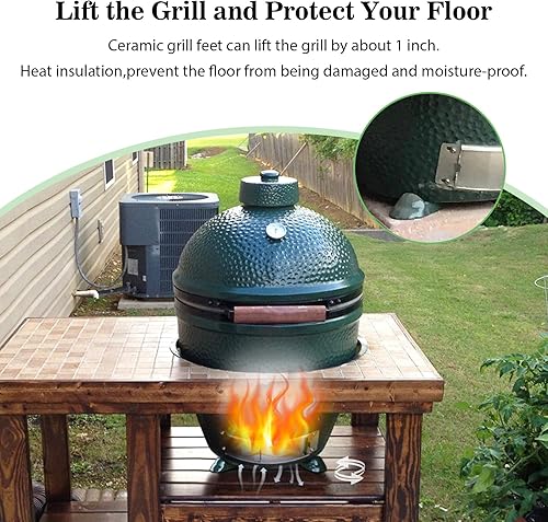 Miniatura 3 de Juego de 4 zapatos de cerámica para parrilla de huevo grande de color verde, zapatos de parrilla para barbacoa utilizados para colocar la parrilla