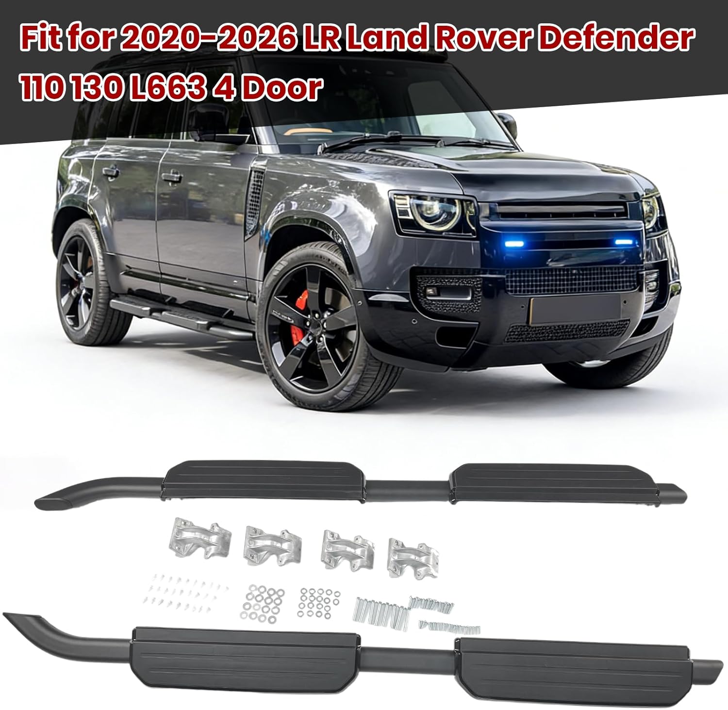 Aluminum Running Boards Fit for 2020 2021 2022 2023 2024 2025 2026 LR Land Rover Defender 110 130 L663 4 Door Side Steps Nerf Bars