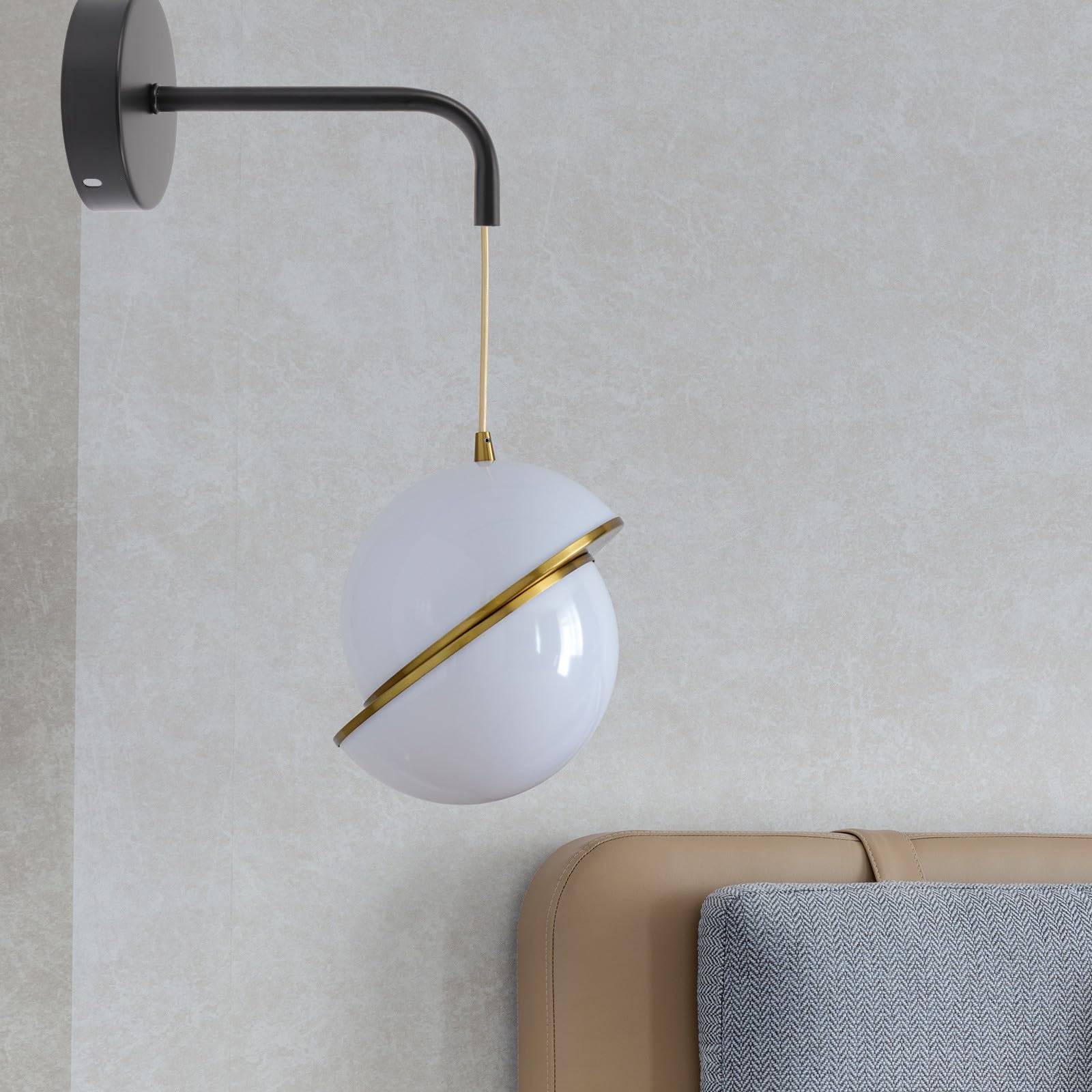 CALLARON Soporte Montaje Resistente Negro Lámpara de de Metal Pared en Fácil de Usar, Diseño Simple Adecuado para Decoración Dormitorio