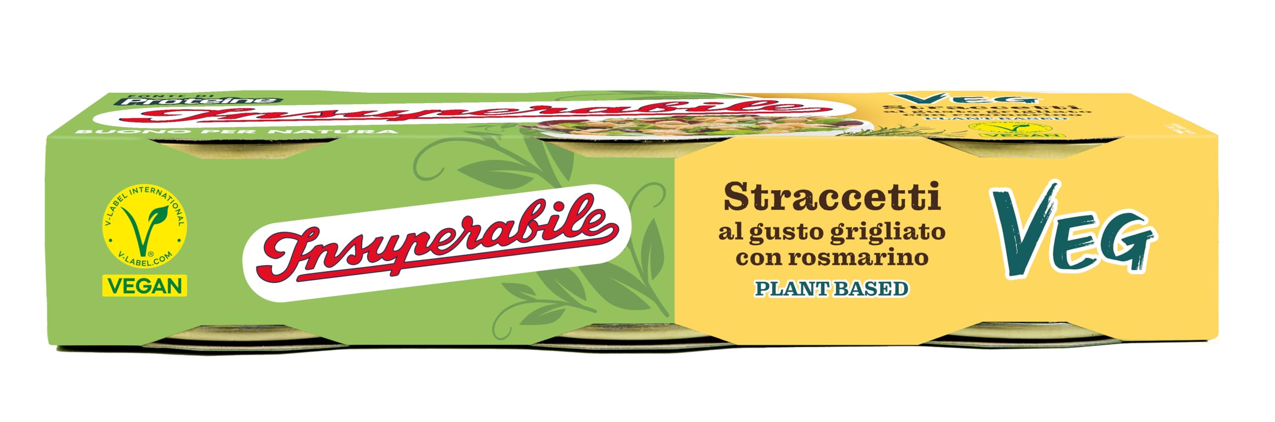 INSUPERABILE | Straccetti al Gusto Grigliato con Rosmarino, 24 lattine da 70gr, Confezione da 3x8-100% Plant Based, Certificazione Vegan, Made in Italy