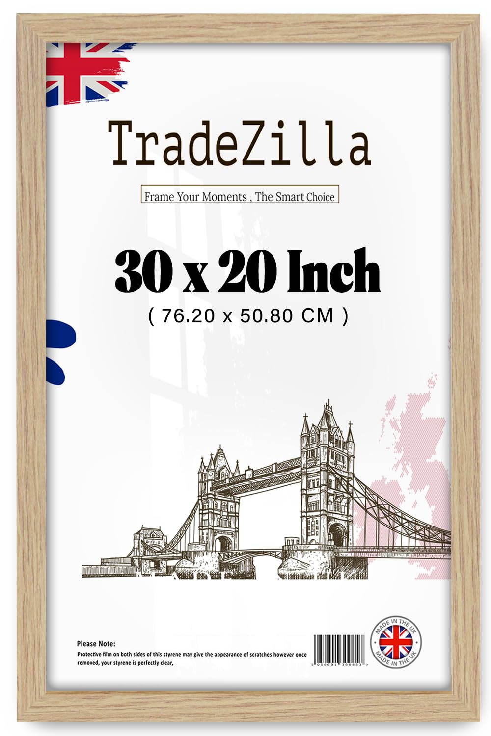 TradeZilla | Poster/Picture Frame (76.20 x 50.80 CM) Stylish Wall Gallery & Room Interior Art Frame, MDF Wood Finish, Elegant Design for Modern Spaces [ Oak ]