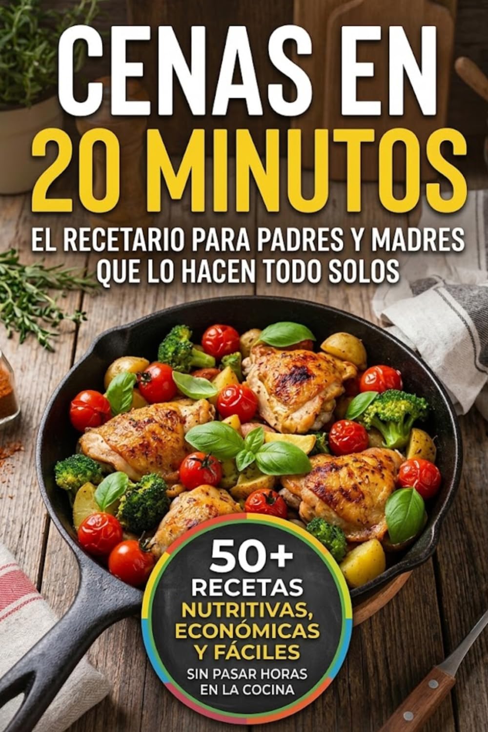 Cenas en 20 Minutos: 50+ Recetas Nutritivas Económicas y Fáciles para Padres y Madres que lo Hacen Todo Solos: Platos Saludables de una Sola Olla y ... Rápido para Simplificar la Rutina Familiar