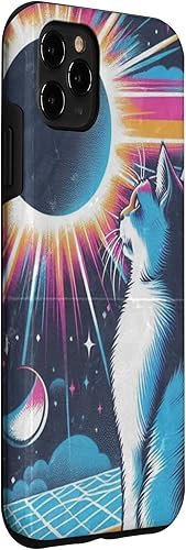 Miniatura 30 de iPhone 12 mini Cat Solar Eclipse - Synthwave Retro Poster Style Case