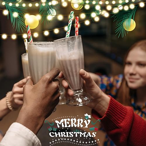 Miniatura 6 de MAQIHAN 125 pajitas de Navidad  Pajitas de cóctel pequeñas y coloridas pajitas de papel kraft de agave a granel, para café, leche, jugo, cocciales y