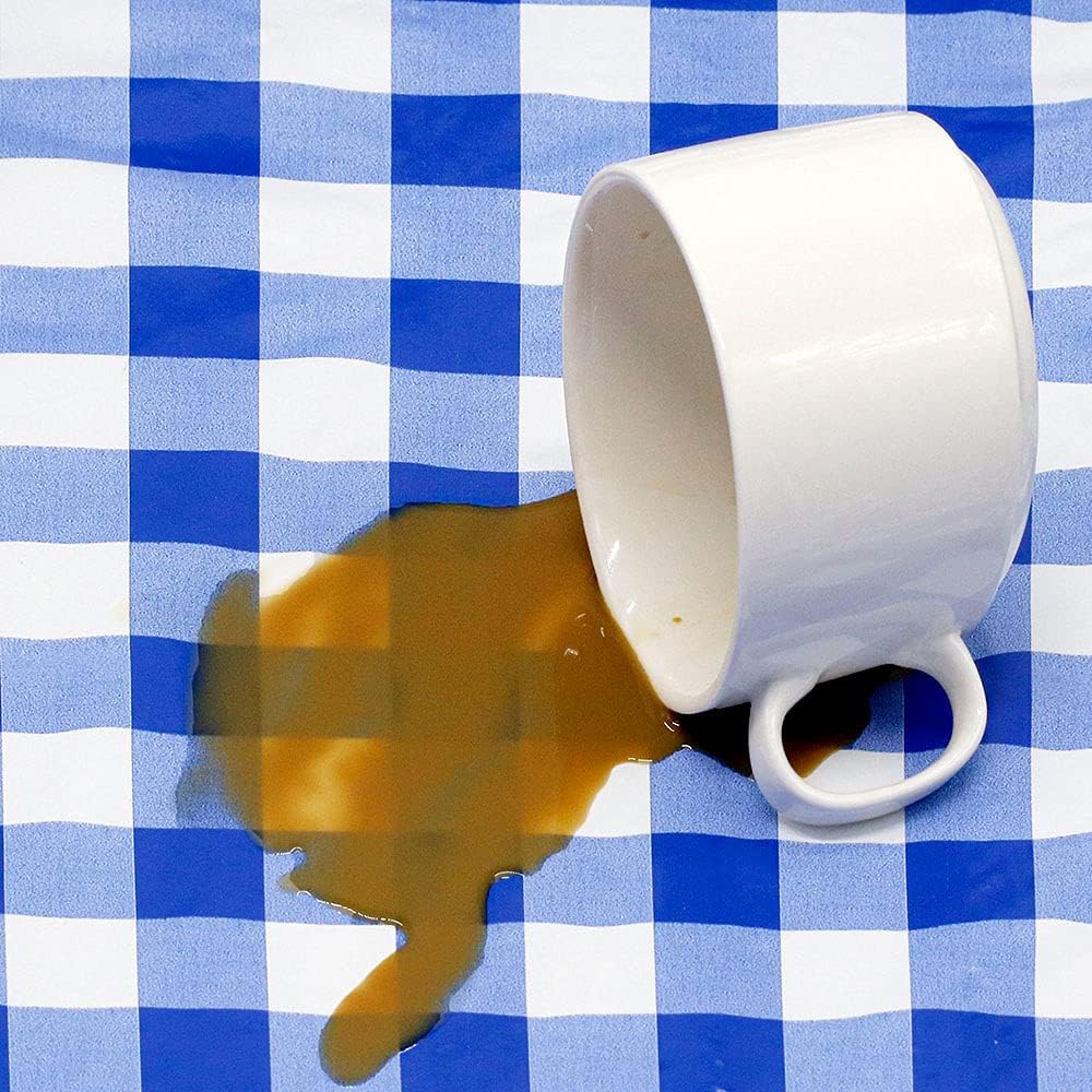 Aksipo Vinyl Picnic Tablecloths and Bench Covers, Waterproof Picnic Table and Bench Seat Covers with Elastic Edges for Outdoor Patio Park, Blue Checkered Flannel Backed Lining, 72 Inch 3 Piece Set