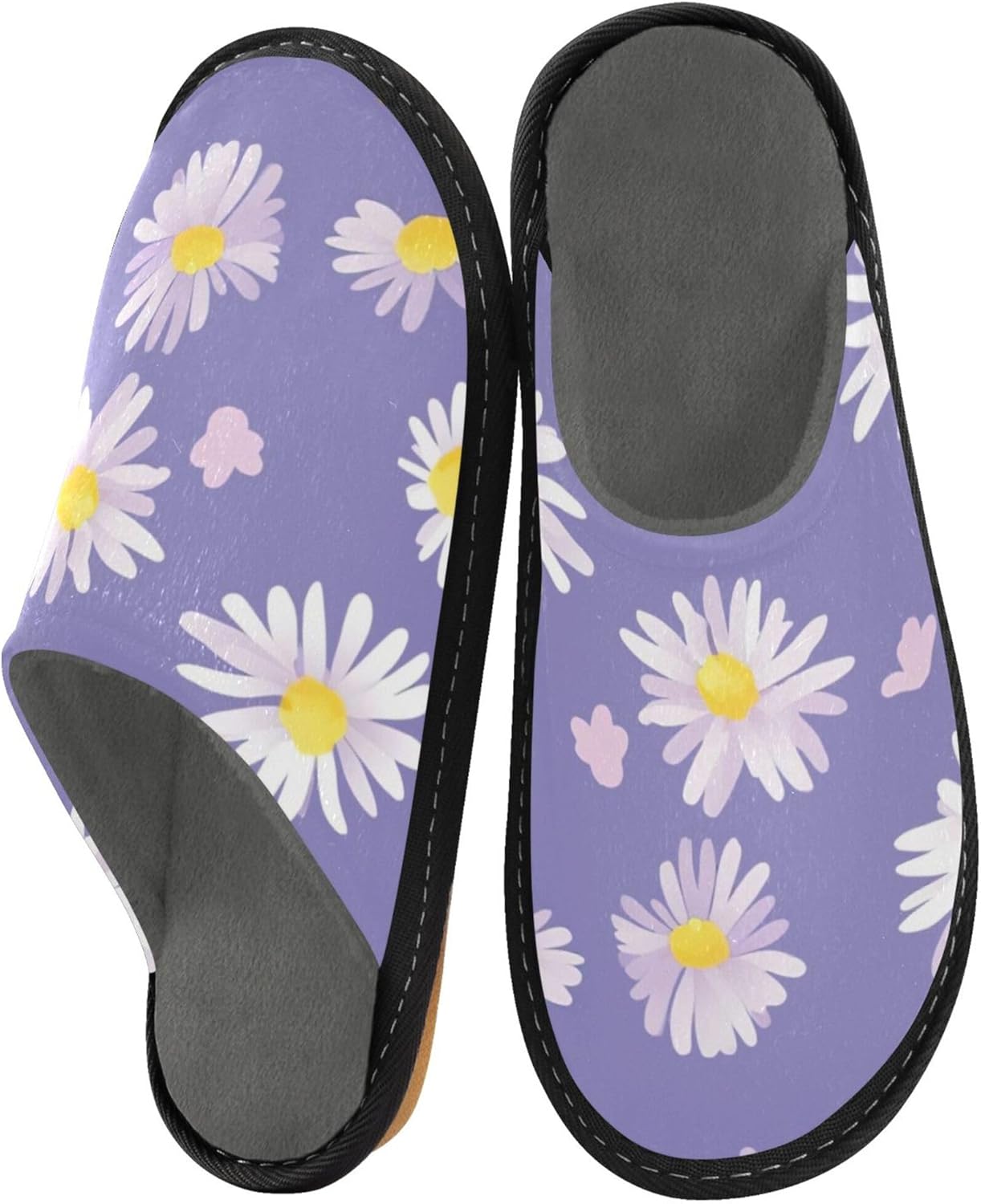 Flowers House Slippers – Cozy Fuzzy Slippers for Guests, Washable & Disposable, Perfect for Shoeless Home, Spa & Hotel Use A111801