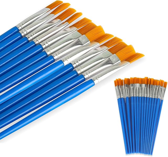 32Pcs Painting Brushes Set Nylon Hair Brush, Flat Paint Brushes Set for Detail Painting, Professional Artist Small Brush Bulk for Kids and Beginners for Acrylic Oil Watercolor Gouache Face Painting