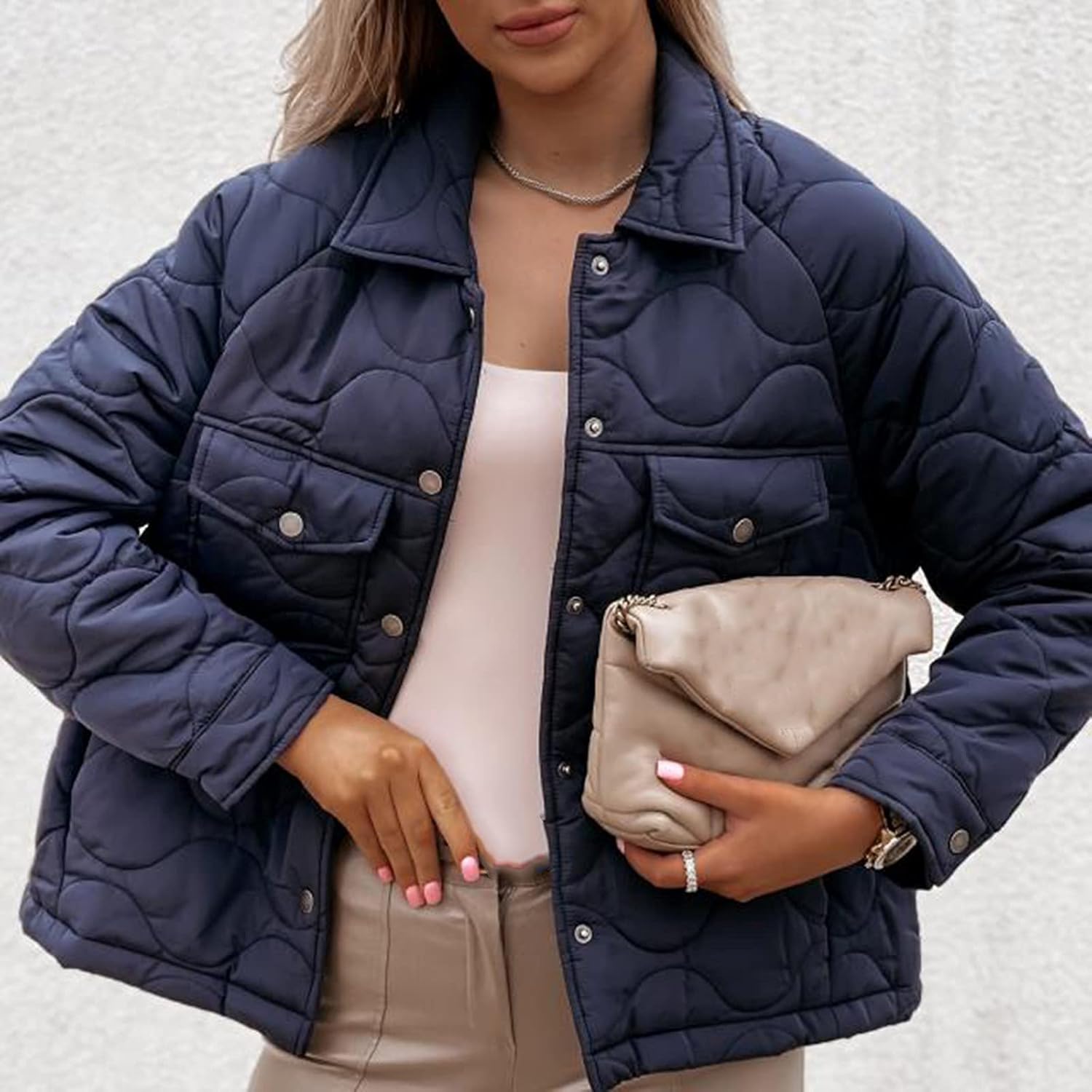 Peigen Winter Coats for Women, Fashion Lapel Cotton Jackets for Women Fall Winter Casual Long Sleeve Jacket Outwear Short : Clothing, Shoes & Jewelry