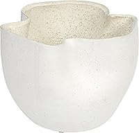 Bloomingville 7.25" Stoneware Ruffled Planter with Sand Finish Reactive Glaze - Fits 4" Pots, White Coastal Boho Decor