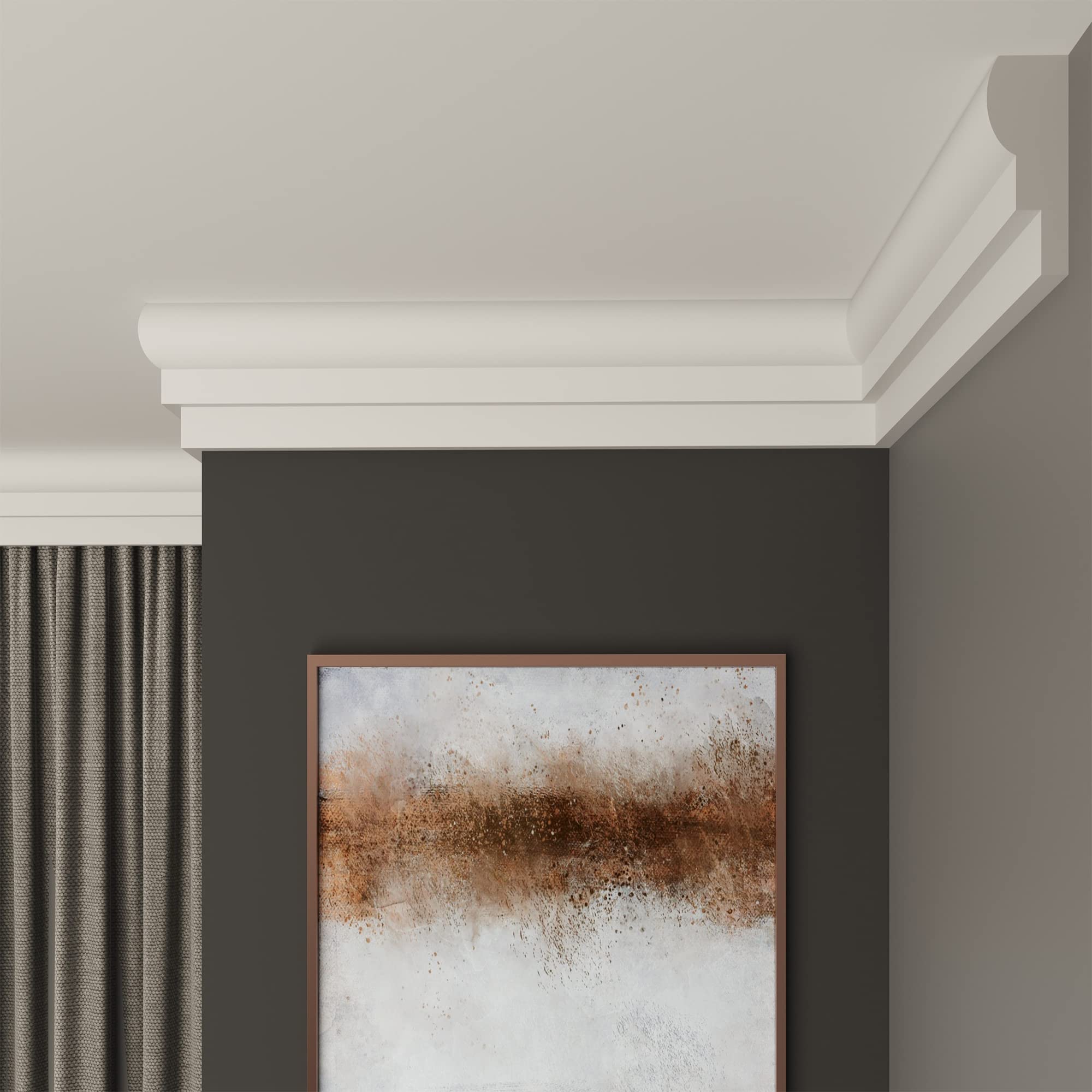 FAST DECOR Decorative Coving for Ceilings, Premium Extruded Polystyrene Cornice Coving, Lightweight Ceiling Moulding Trim, Flexible and Durable Ceiling Cornice Trim (CS01, 10M (5 Length))
