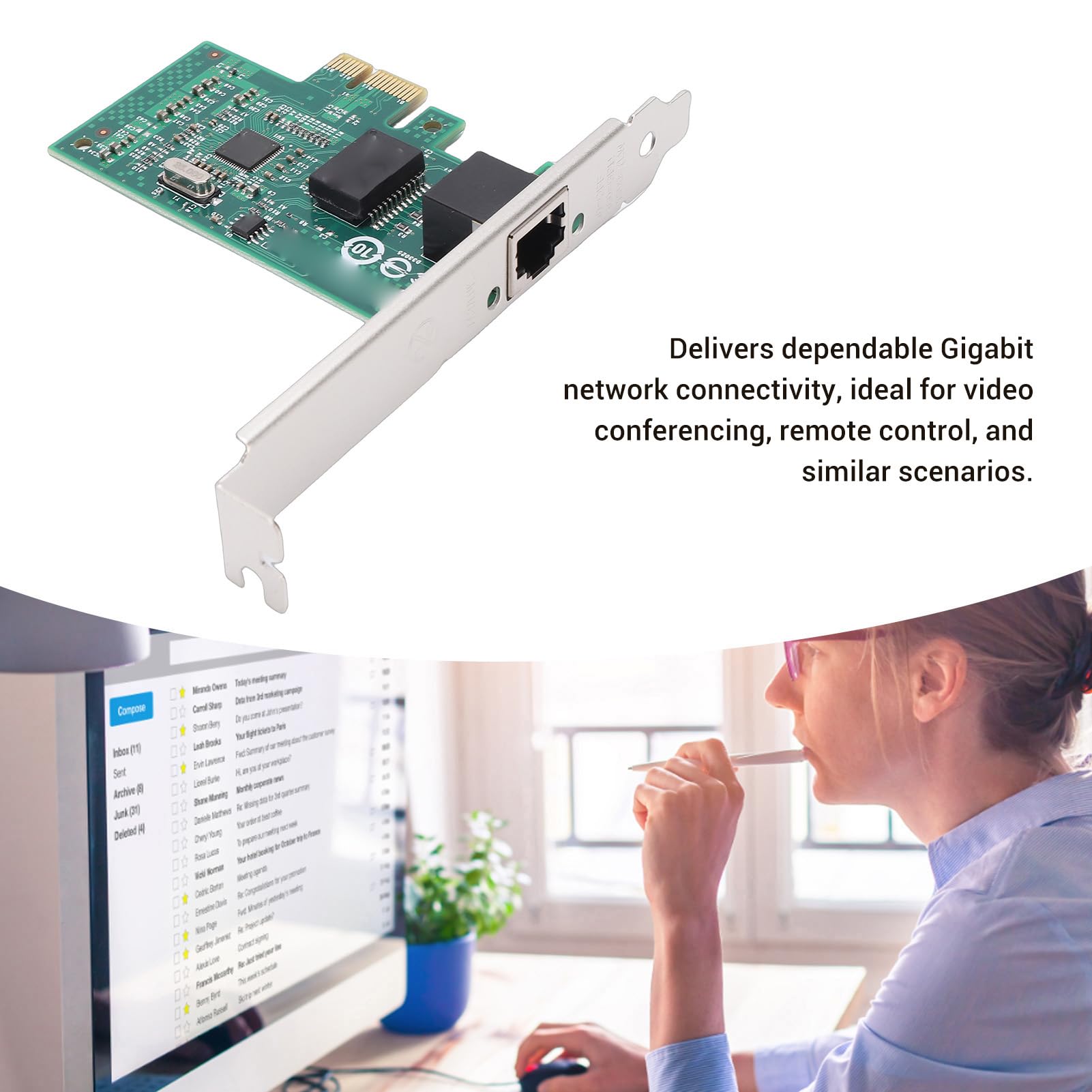 XUMIUZIY Carte Réseau Gigabit Ethernet, Interface PCIe 2.0 X1 RJ45 avec Contrôleur 210AT, Prise en Charge SUSE Freebsd, pour Serveurs, Ordinateurs de Bureau, Dispositifs de Contrôle