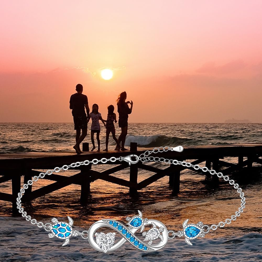 Fenthring Sea Turtle Gifts for Women Sea Turtle Bracelet for Women Sterling Silver Adjustable Ocean Beach Hawaiian Sea Jewelry Christmas Birthday Gifts - Image 8