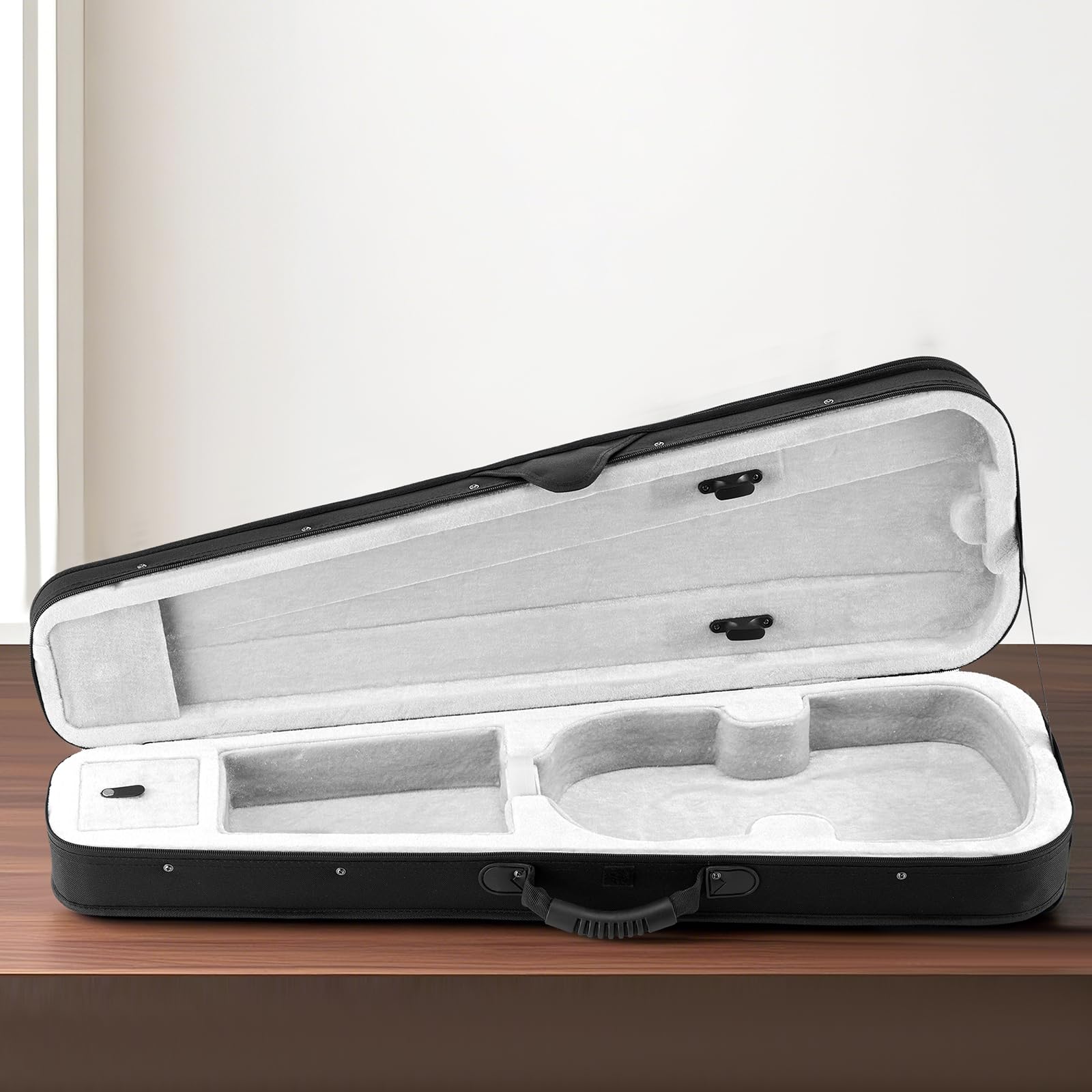 VEVOR Étui pour Violon 4/4, en Nylon, Léger et Portable, Doublure en Peluche, Double Bandoulière, Anti-Rayures, Forme Triangulaire Professionnelle, Transport Confortable à l'Épaule ou à la Main, Noir