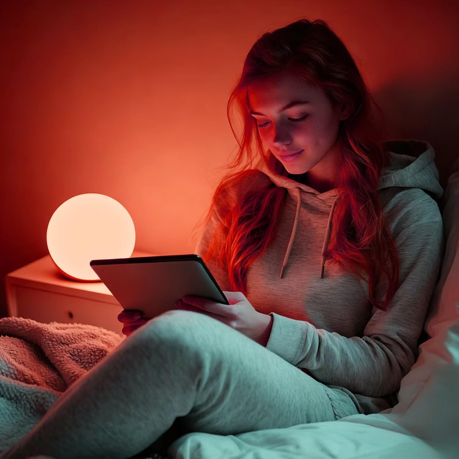 Veilleuse à lumière rouge 625 nm avec 3 modes de couleur rouge (625 nm) / ambre (1600 K) / blanc (4000 K) – Minuteur tactile et télécommande pour chambre à coucher ou suspension – Longue durée