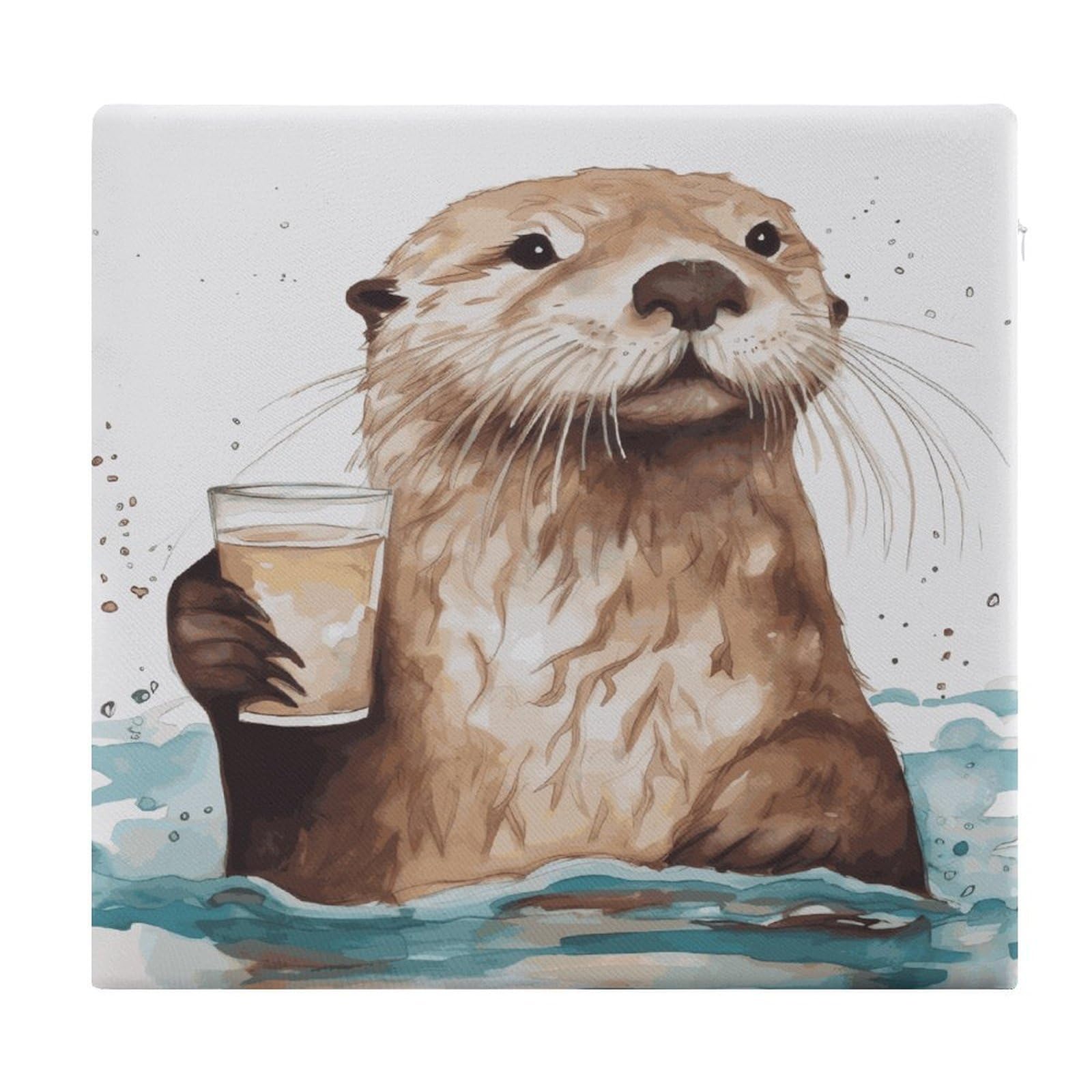 Adfgyerh Style Sea Otter Cushions Memory Foam For Adults, Seat Cushion Chair Pads Soft, Square Pillows For Dining, Kitchen, Office, Patio Chairs