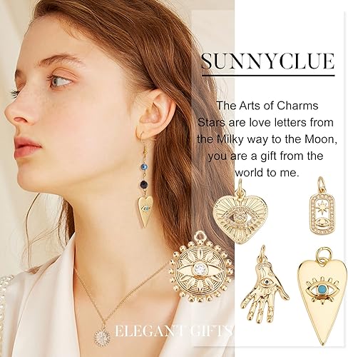 Miniatura 6 de SUNNYCLUE 10 dijes chapados en mal de ojo de 18 quilates