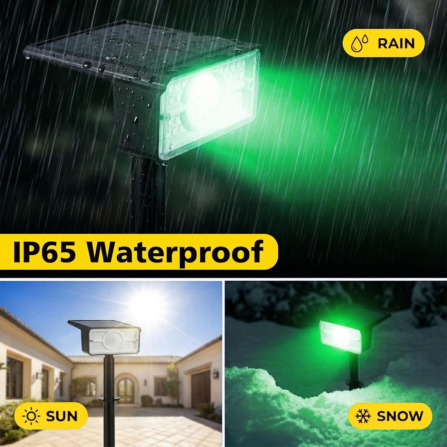 T-SUN Green Solar Spot Lights Outdoor 4 Pack, 49 LED 2 Lighting Modes, IP65 Waterproof Landscape Spotlights, 2 in 1 Auto On/Off Solar Lights for Yard, Garden, Driveway, Pathway
