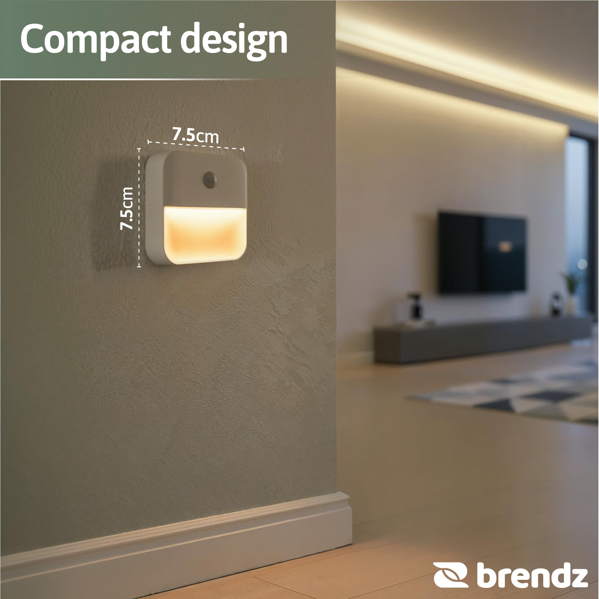 Brendz Veilleuse LED pour escalier avec détecteur de mouvement, USB-C rechargeable, magnétique, blanc chaud 3000K, éclairage d'armoire sans fil, veilleuse, éclairage d'escalier, Inuk, pack de 4