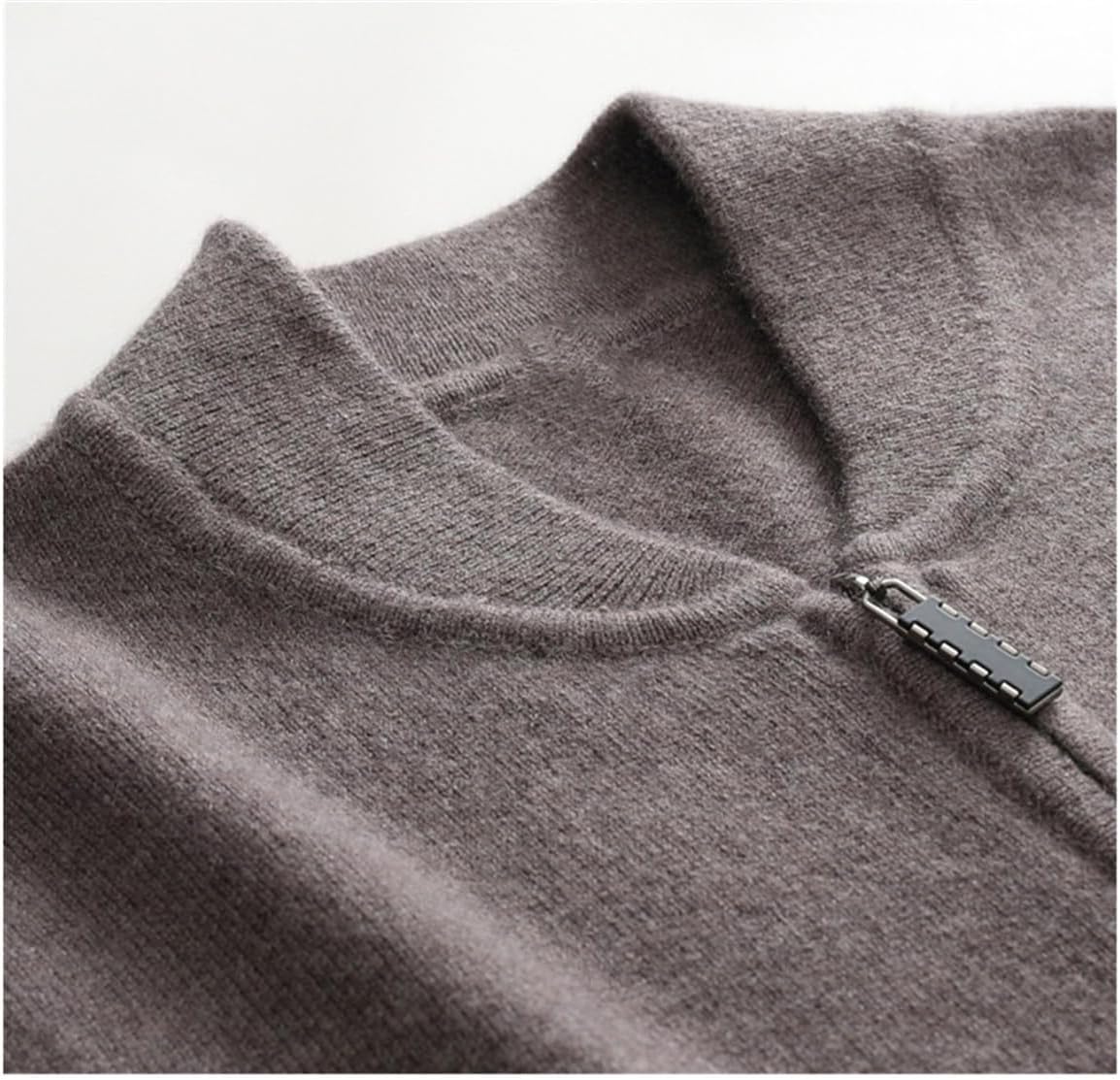 Men's 100% Cashmere Sweater Stand Collar Knitted Jacket Autumn Winter Business Casual Zip Cardigan