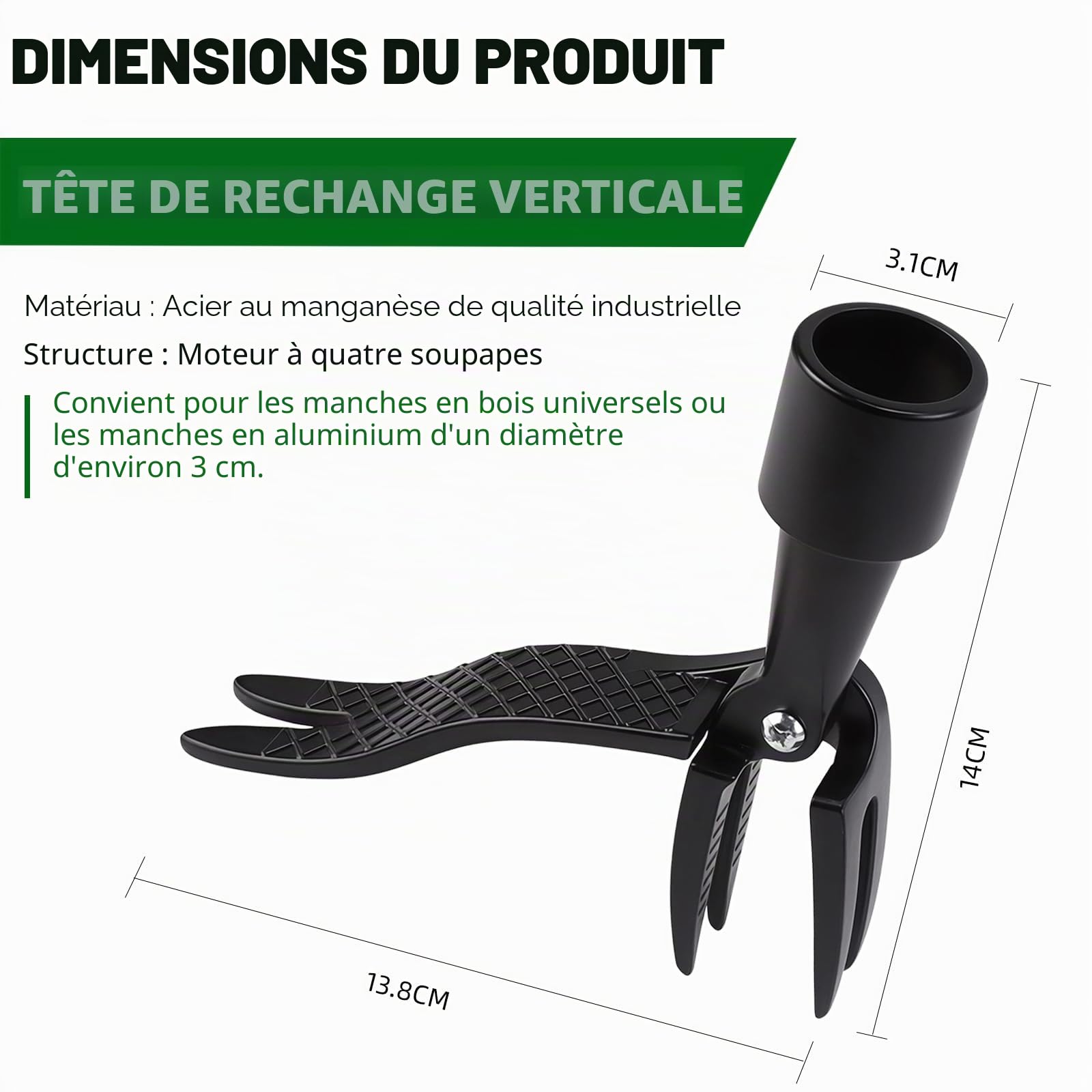 Désherbeur manuel sur pied en acier au manganèse, extracteur de racines à 4 griffes pour jardin et pelouse, arrache-mauvaises herbes ergonomique, désherbeur efficace pour pissenlits et chardons
