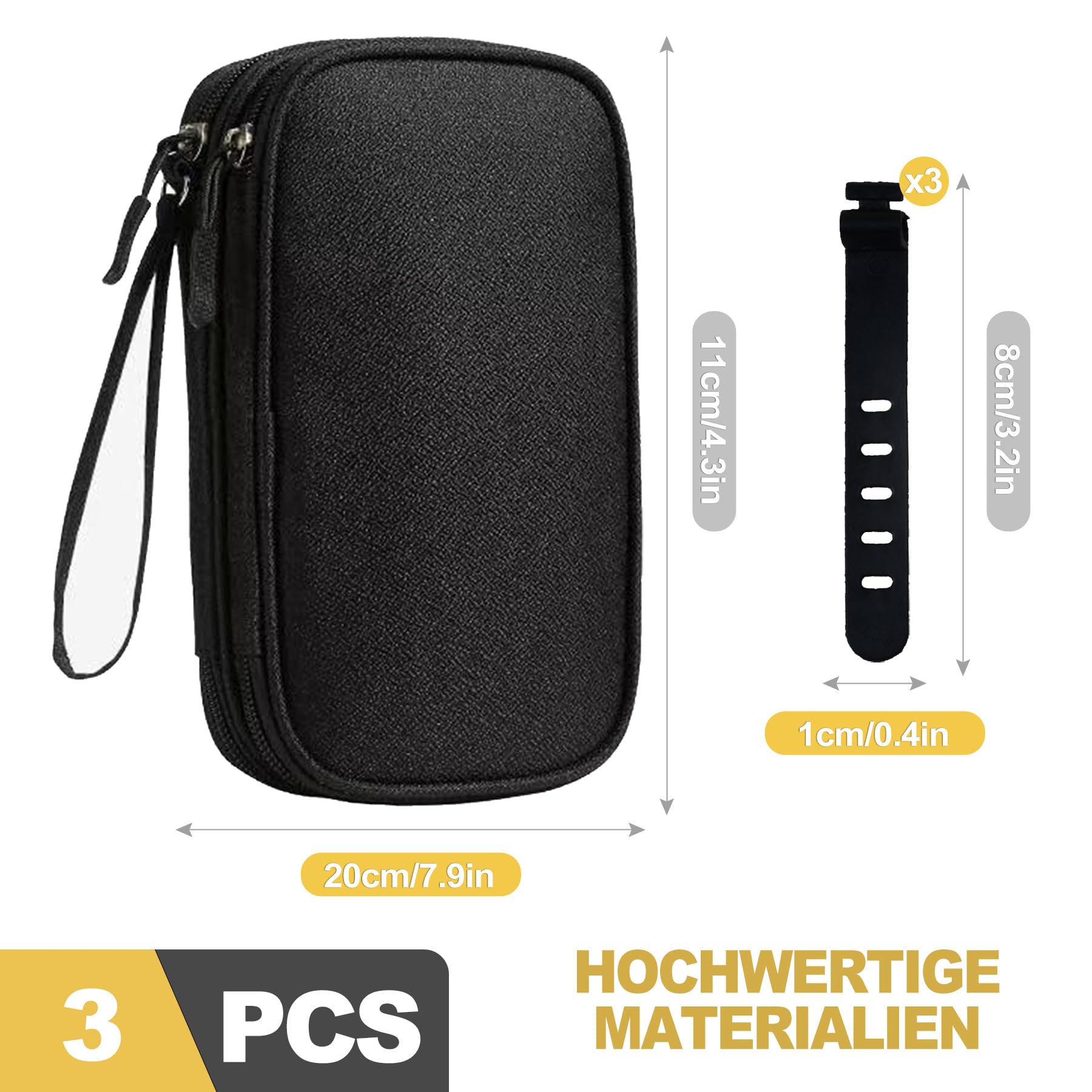 Elektronik Organizer Tasche Doppellagig Kabeltasche für Reise Zubehör Wasserdicht Tech Pouch für Kabel Ladegerät Powerbank Kompakt Tech Kit für Herren Damen