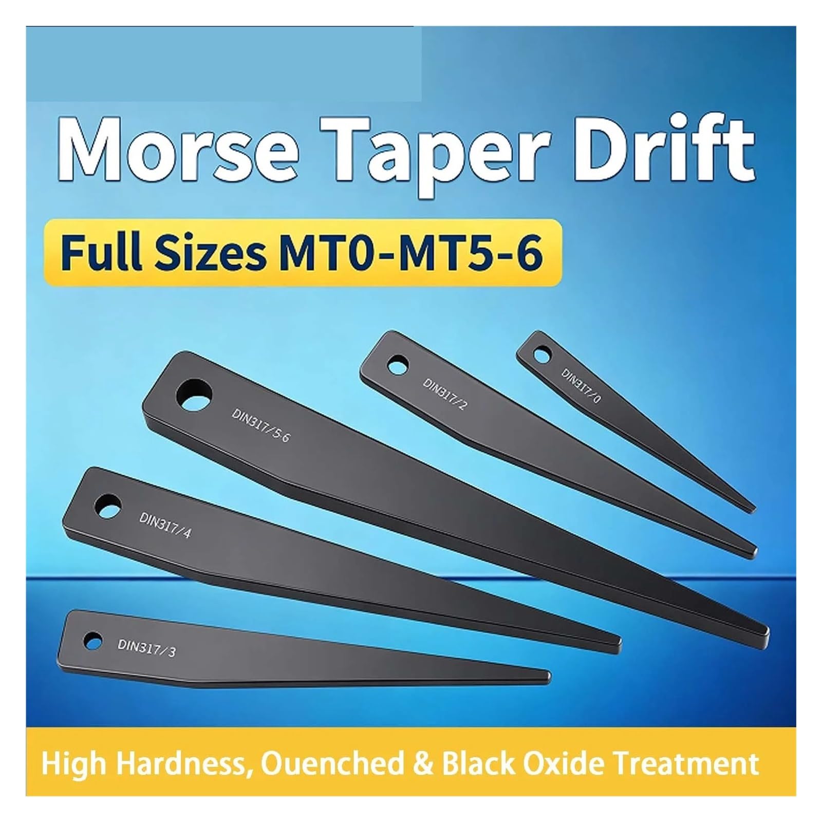 Llave de deriva de cono Morse MT0-MT6 | Herramienta de extracción de cuña de expulsión de vástago de taladro de alta dureza(DIN317-3,12mm)