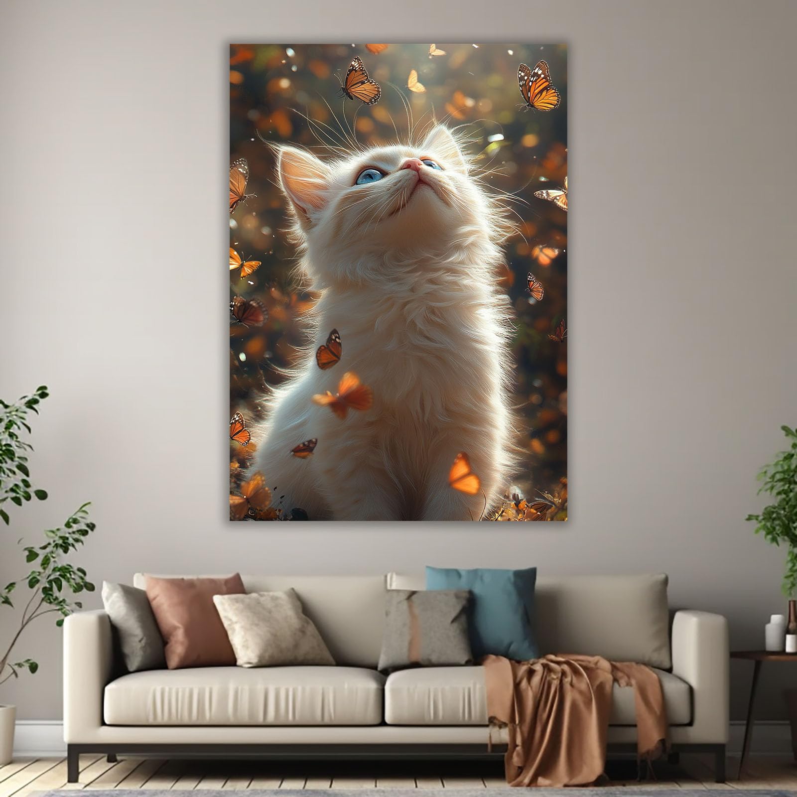 AMXBZC Affiche décorative chambre d'enfant Animaux adorables de la nature Moderne animaux de safari en afrique - Poster Images Murales - Décoration chambre de bébé(Jaune)-50x70cm Encadrée