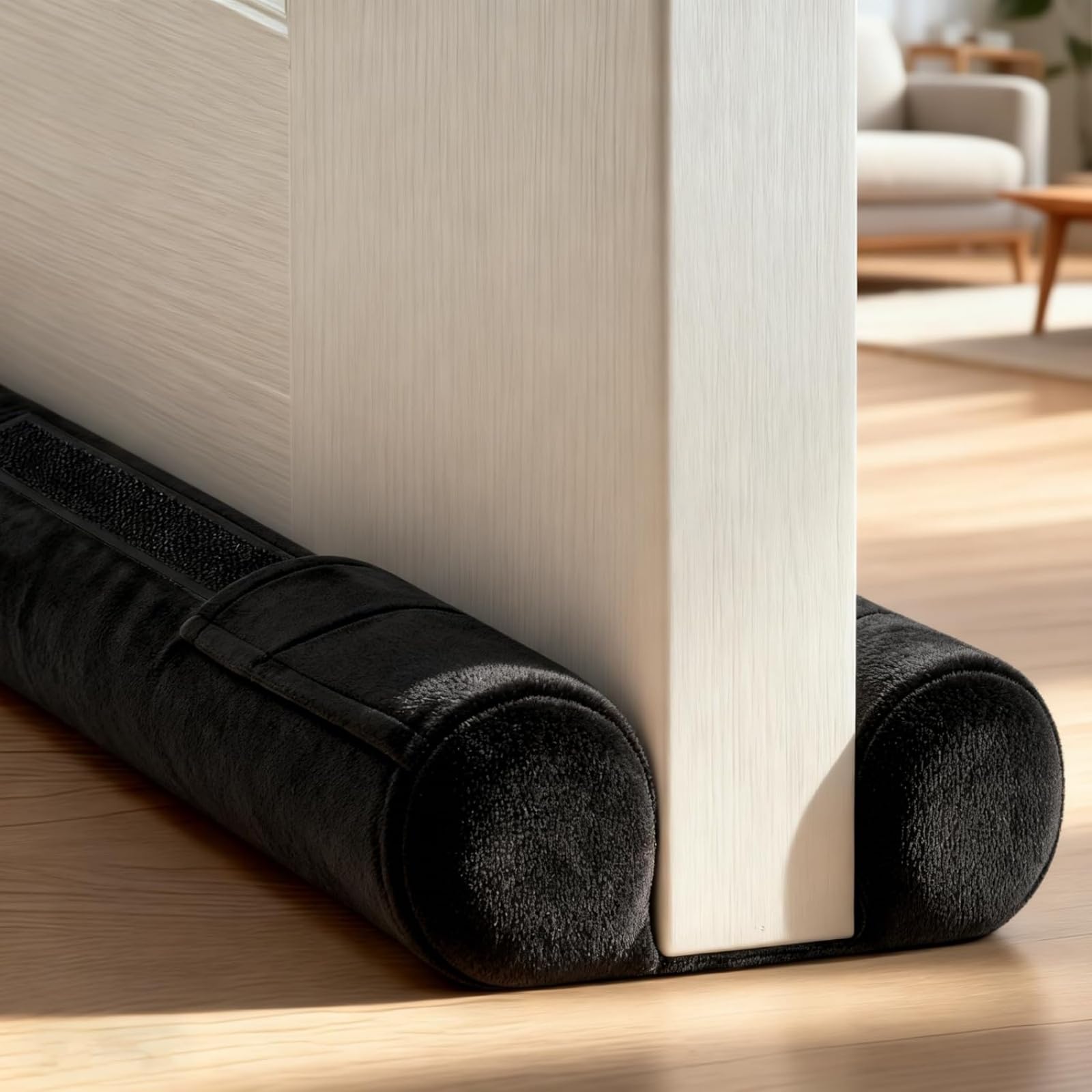 39" Door Draft Stopper - Adjustable Under Door Blocker, Double Sided Weather Stripping for Noise & Dust Proof - Universal Fit (Removable Fabric/Sponge)