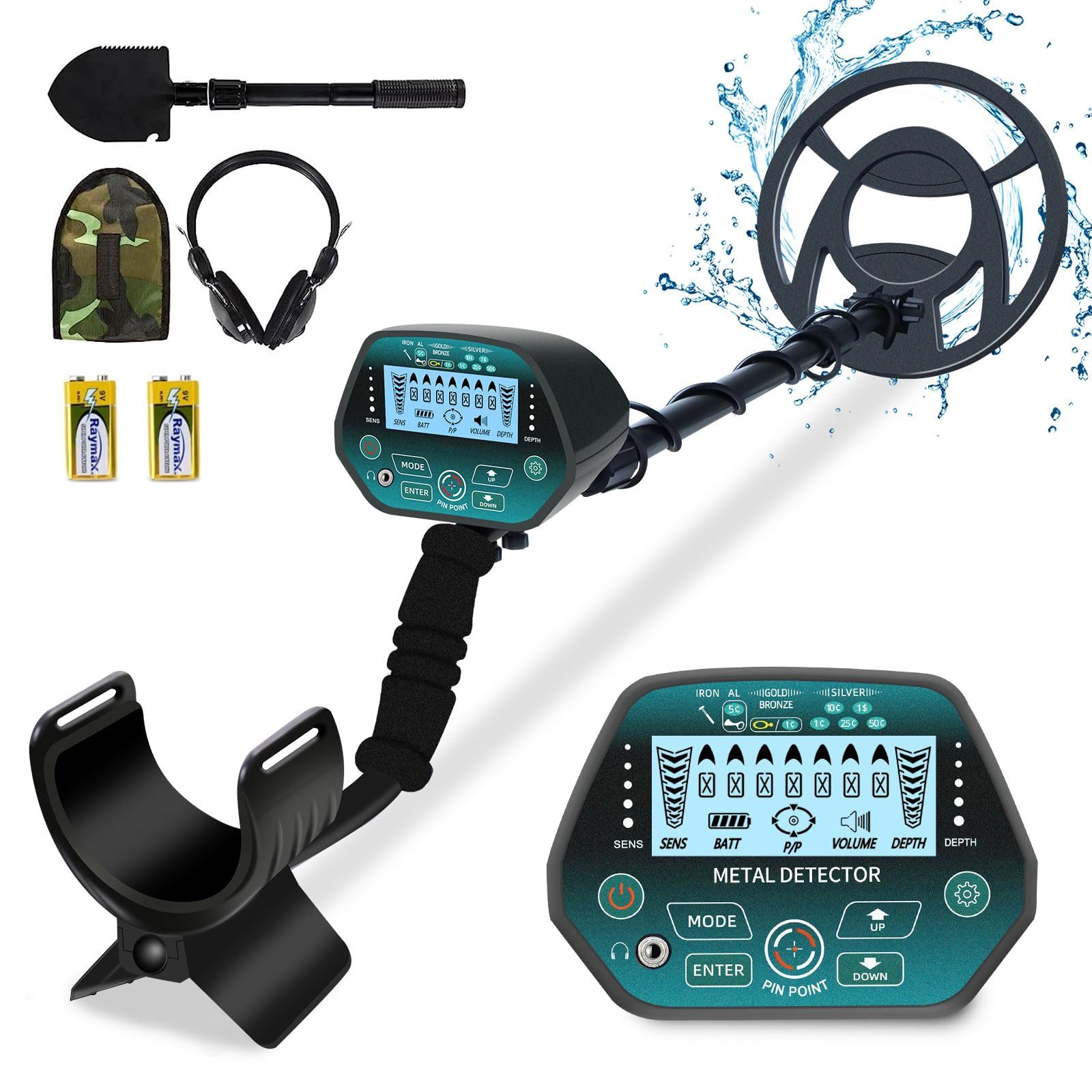 Metal Detector for Adults Waterproof - Professional Higher Accuracy Gold  Detector Adjustable 38� - 50� with LCD Display, DSP Chip, 5 Detection  Modes, 10\