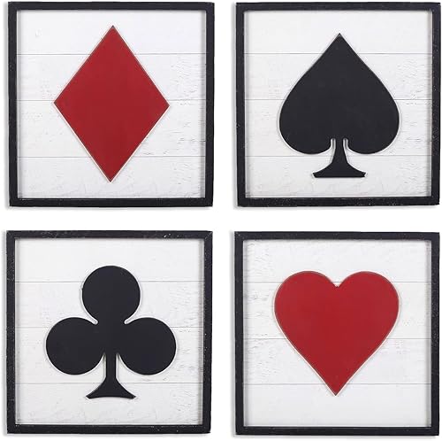 Decoración de pared de póquer, decoración de sala de juegos, decoración cuadrada de madera, accesorios colgantes vintage, rústico, masculino,