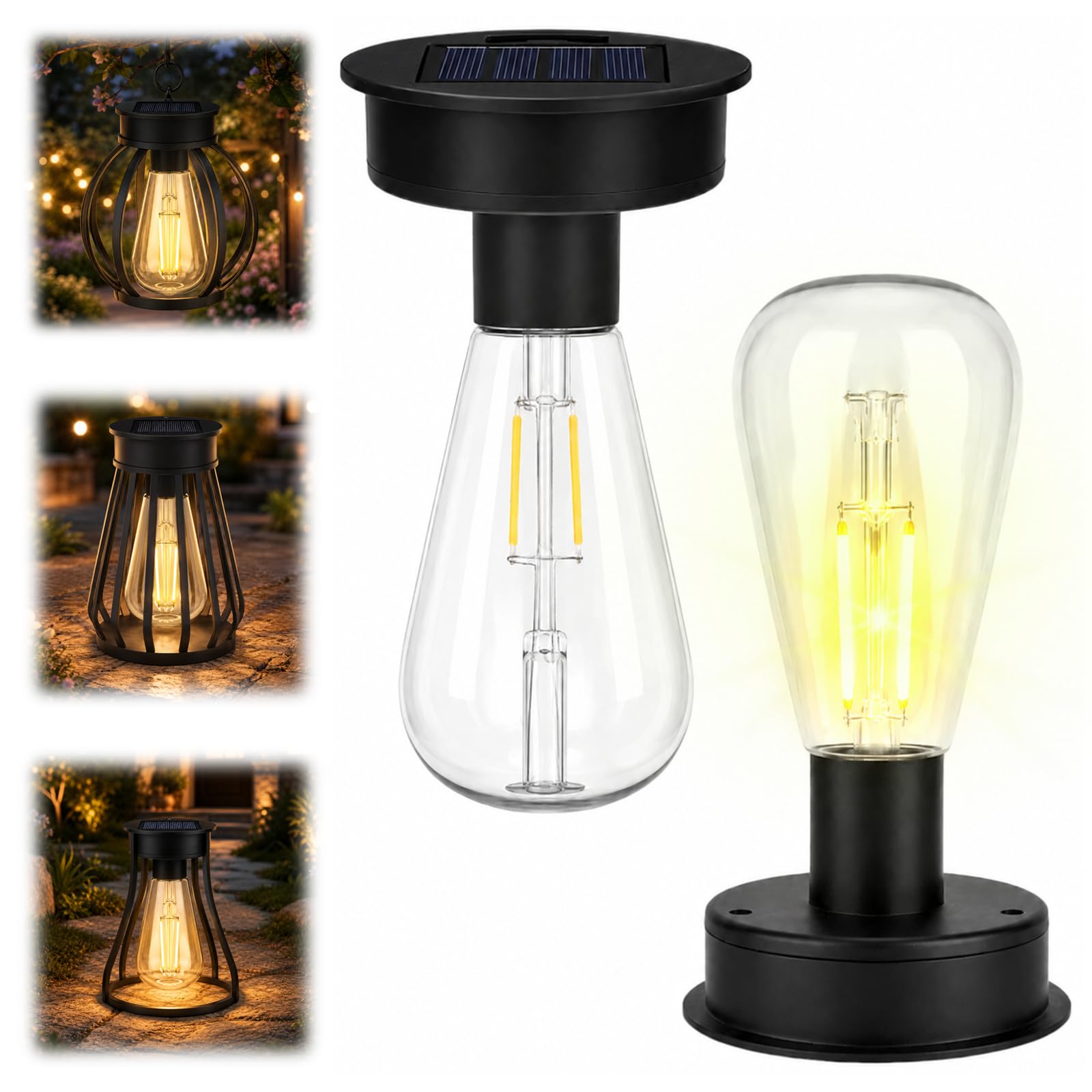 XCRPRT Solar Light Bulb 8,5CM/3.35in, LED Bulbs Clear Solar Lights, Solar Replacement Bulbs, Hanging Light Bulbs for Outdoor Solar Lanterns Garden Lights(2PCS)