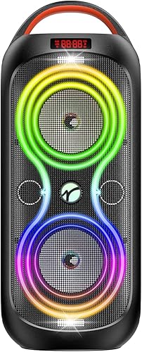 Altavoz Bluetooth portátil de 120 dB con luces LED de sincronización y altavoces duales de 4 pulgadas - 5 modos RGB + 8 colores, Bluetooth 5.3,