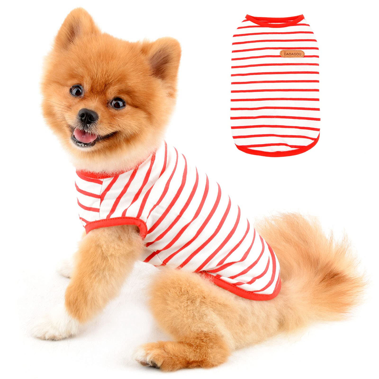 PAIDEFUL Camiseta británica para perro pequeño a rayas con diseño de gato, camiseta de algodón suave para niño y mascota, para verano, cachorro, chihuahua yorkie, ropa transpirable