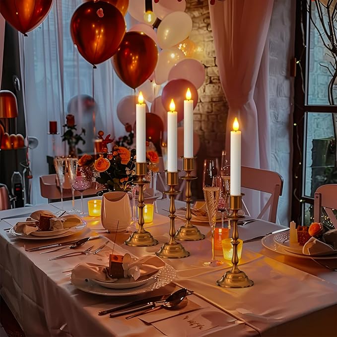 SoulBay SoulBay 10pcs Flameless Rechargeable Taper Candles, Bright Realistic Flickering LED Electric Candlesticks with Charging Base and Remote Timer for Home Windowsill Christmas Decorations, 0.78" x 6.7" photo 6