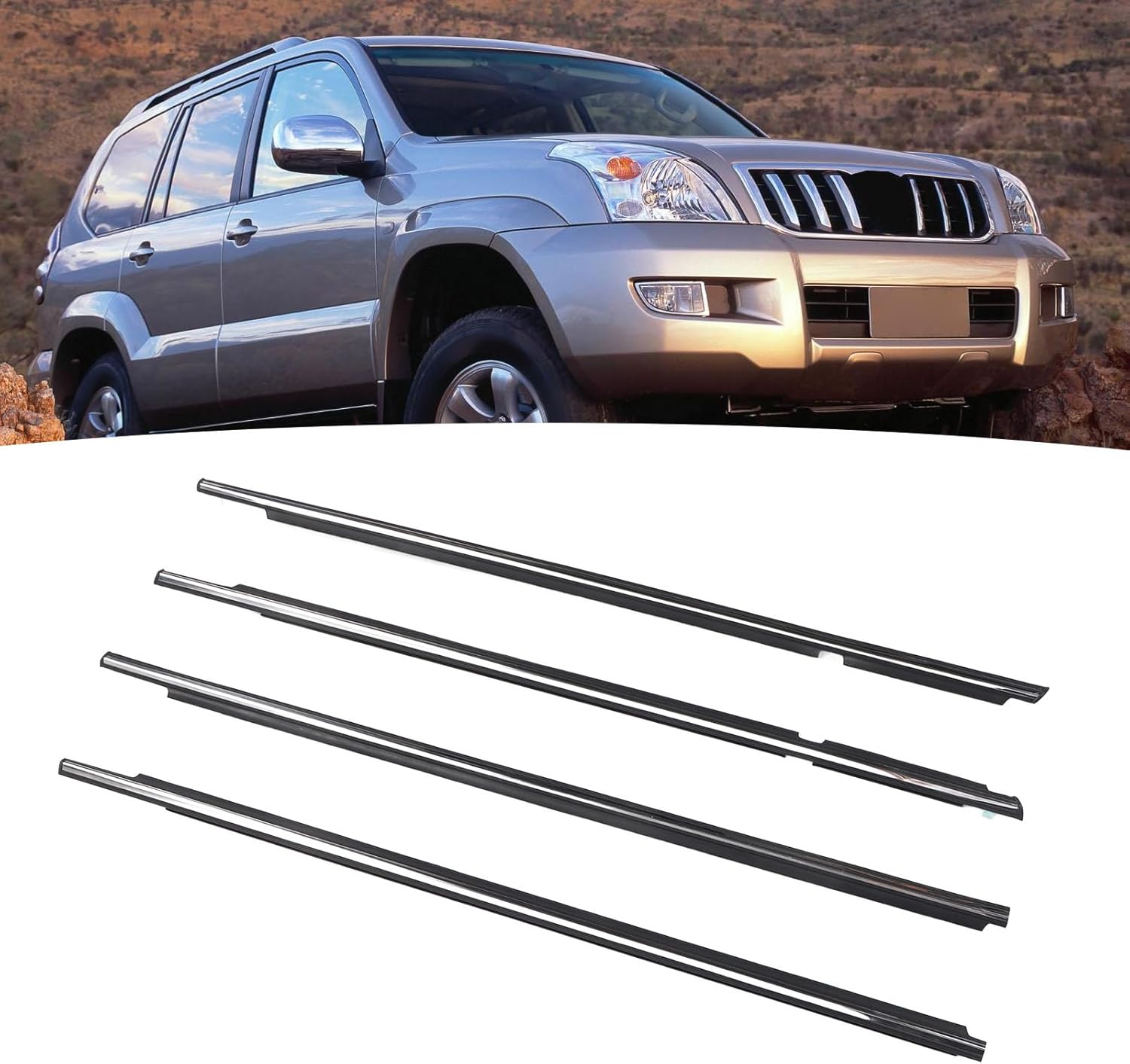 ciciglow Car Door Window Moulding Trim for GX470 2003-2009 Prado 120 Series 2003-2009, 4pcs Car Window Seal Strip, Car Door Window Weatherstrip, ciciglow9gdtqzog17