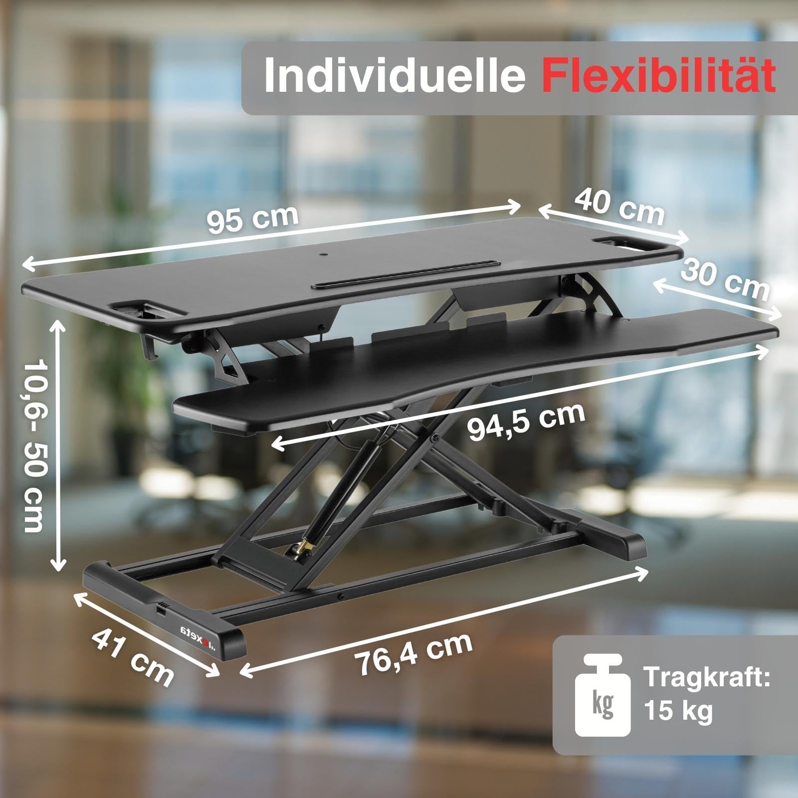 ergoX höhenverstellbares Stehpult in schwarz I Schreibtisch mit stufenloser Höhenverstellung I Stehpult ergonomisch höhenverstellbar mit hochwertiger Gasfeder I höhenverstellbarer Stehtisch