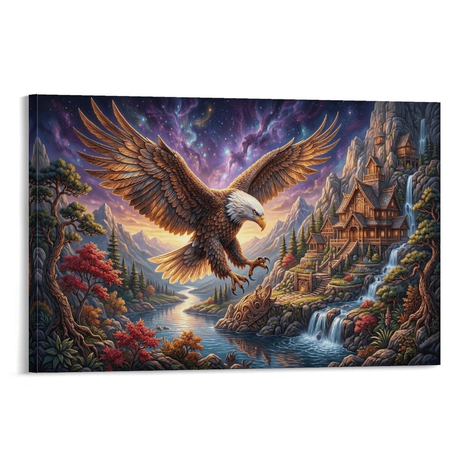XPASHIQWC Eagle Wall Decor Poster Purple‑Glow Valley Giclee Canvas Prints Modern Wall Art Picture Wall Hanging for Dining Room Kitchen Home Office Decor 24x36inch(60x90cm)